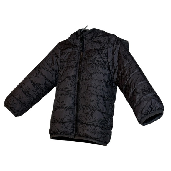 Carter's Toddler Boy Grey Zip-Up Puffer Jacket Dinosaur Print Size 2T - Picture 4 of 10